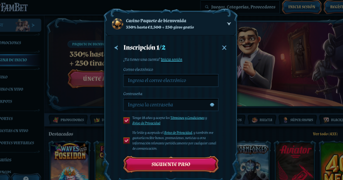 Registro fácil en Fam bet Casino